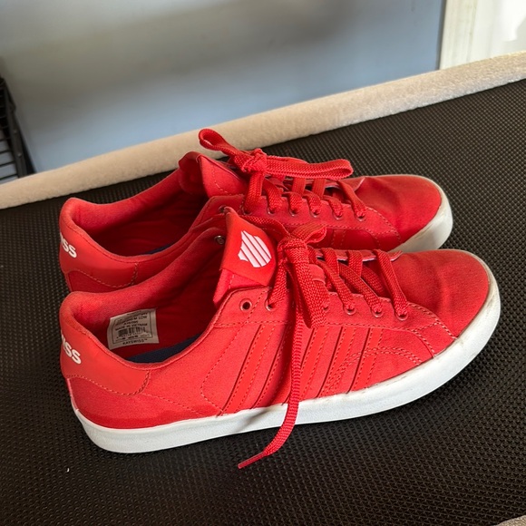 K-Swiss Bold Red Sneakers with White Accents - Picture 1 of 1
